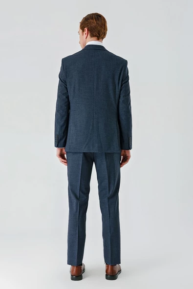 Koyu Lacivert Mono Yaka Çift Yırtmaç 6 Drop Comfort Fit Rahat Kesim Klasik Takım Elbise 1001240102 - 4