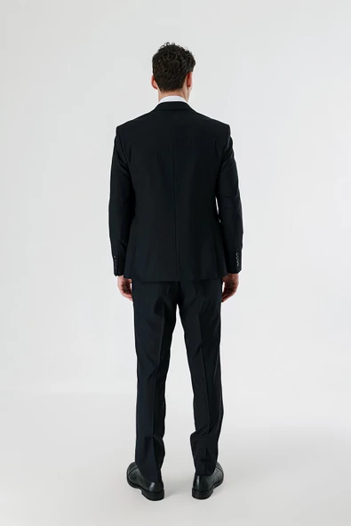 Siyah Kırlangıç Yaka Yelekli 6 Drop Slim Fit Dar Kesim Klasik Takım Elbise 1001235165 - 8