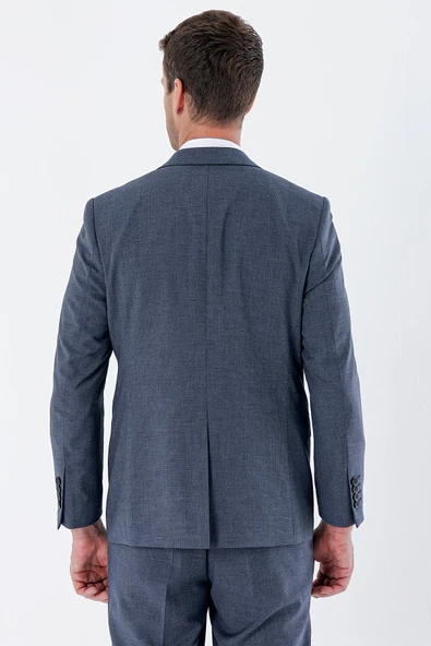 Lacivert Desenli Mono Yaka 6 Drop Comfort Fit Rahat Kesim Klasik Takım Elbise 1001235163 - 7