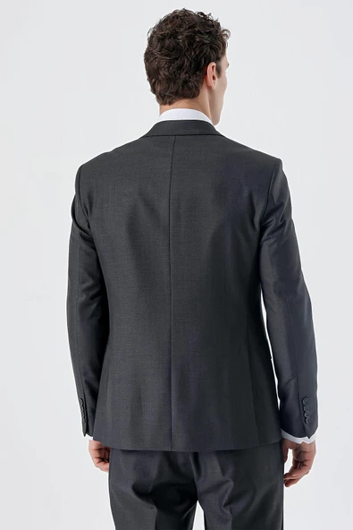 Koyu Antrasit Kırlangıç Yaka Yelekli 6 Drop Slim Fit Dar Kesim Klasik Takım Elbise 1001235166 - 7