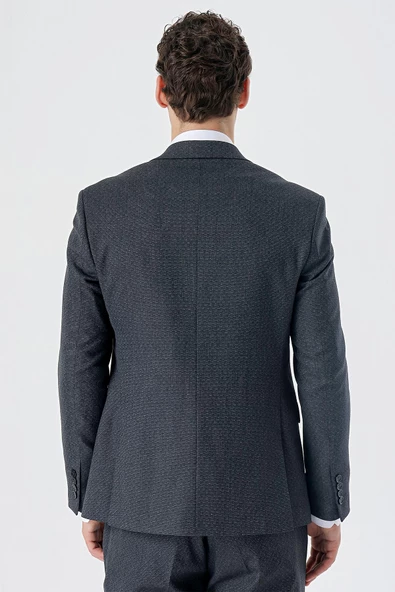 Lacivert Kırlangıç Yaka Yelekli 6 Drop Slim Fit Dar Kesim Klasik Takım Elbise 1001235168 - 7