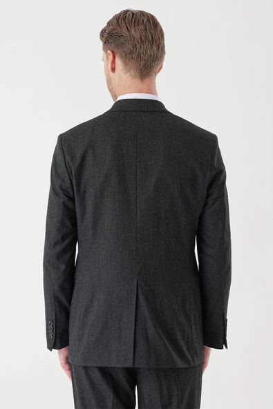 Siyah Desenli Mono Yaka Likralı 6 Drop Comfort Fit Rahat Kesim Klasik Takım Elbise 1001235153 - 7