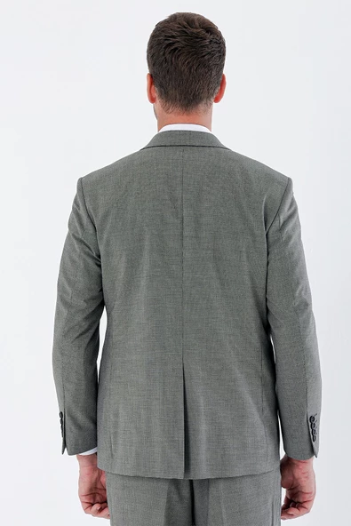 Koyu Bej Desenli Mono Yaka 4 Drop Comfort Fit Rahat Kesim Klasik Takım Elbise 1001235162 - 7