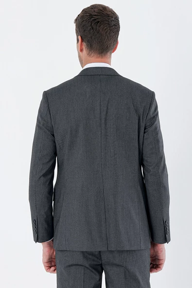 Koyu Antrasit Mono Yaka Likralı 6 Drop Comfort Fit Klasik Takım Elbise 1001235152 - 7
