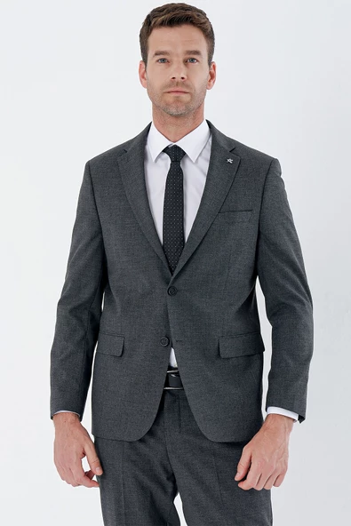 Siyah Desenli Mono Yaka 6 Drop Comfort Fit Rahat Kesim Klasik Takım Elbise 1001235163 - 5