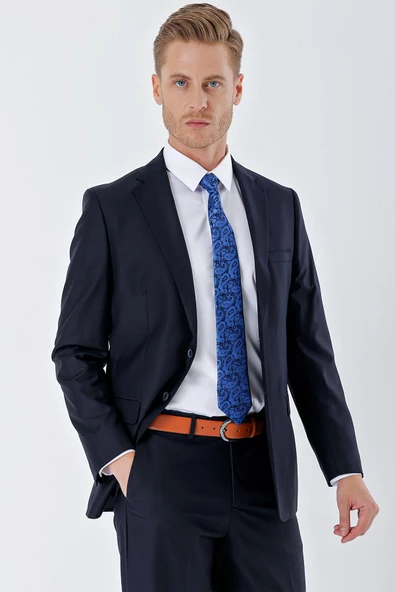 Lacivert Gabardin Mono Yaka Astarlı 6 Drop Comfort Fit Rahat Kesim Basic Takım Elbise 1001235010 - 3