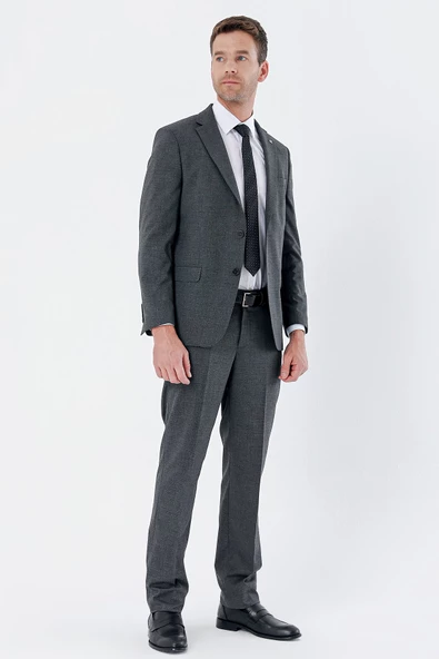 Siyah Desenli Mono Yaka 6 Drop Comfort Fit Rahat Kesim Klasik Takım Elbise 1001235163 - 6