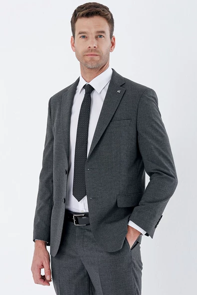 Siyah Desenli Mono Yaka 6 Drop Comfort Fit Rahat Kesim Klasik Takım Elbise 1001235163