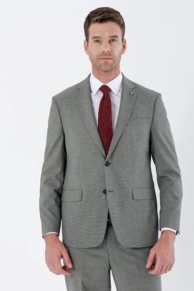 Koyu Bej Desenli Mono Yaka 4 Drop Comfort Fit Rahat Kesim Klasik Takım Elbise 1001235162 - 3
