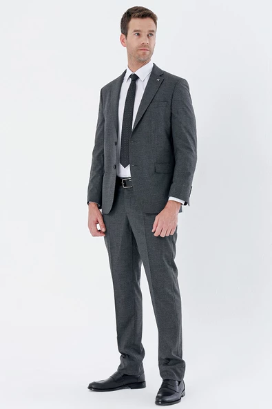 Siyah Desenli Mono Yaka 6 Drop Comfort Fit Rahat Kesim Klasik Takım Elbise 1001235163 - 7
