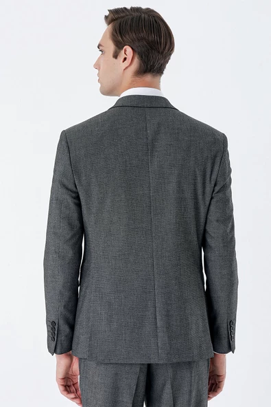 Siyah Desenli Kırlangıç Yaka Yelekli 6 Drop Slim Fit Dar Kesim Klasik Takım Elbise 1001235159 - 7
