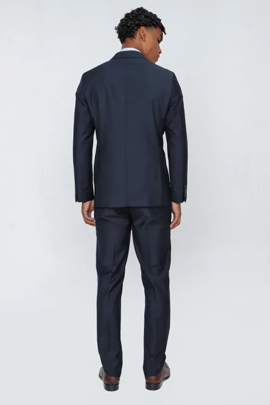 Lacivert Gabardin Mono Yaka Astarlı 4 Drop Comfort Fit Rahat Kesim Basic Takım Elbise 1001235009 - 5