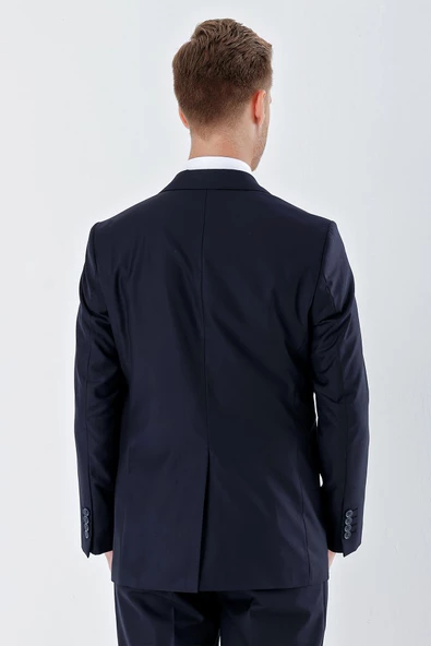 Lacivert Gabardin Mono Yaka Astarlı 6 Drop Comfort Fit Rahat Kesim Basic Takım Elbise 1001235010 - 7