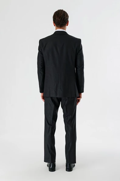 Koyu Antrasit Mono Yaka 6 Drop Comfort Klasik Takım Elbise 1001240160 - 8