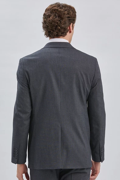 Koyu Lacivert Çizgili Mono Yaka Astarlı 4 Drop Comfort Fit Rahat Kesim Takım Elbise 1001240177 - 5