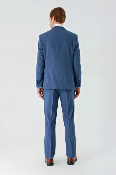 Koyu Mavi Mono Yaka Çift Yırtmaç 6 Drop Comfort Fit Rahat Kesim Klasik Takım Elbise 1001240102 - 3