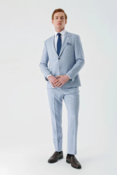 Mavi Örme Kırlangıç Yaka 6 Drop Slim Fit Dar Kesim Klasik Takım Elbise 1001240112 - 9