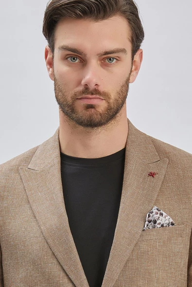 Kahverengi Kırlangıç Yaka Pamuklu Keten 6 Drop Slim Fit Dar Kesim Klasik Takım Elbise 1001240103 - 7