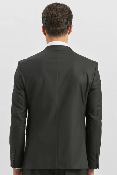 Siyah Kırlangıç Yaka Astarlı Yelekli 6 Drop Slim Fit Dar Kesim Klasik Takım Elbise 1001240179 - 6