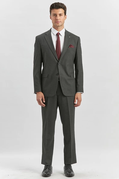 Siyah Kendinden Mono Yaka 2 Düğme 4 Drop Comfort Fit Classic Takım Elbise 1001240181 - 5