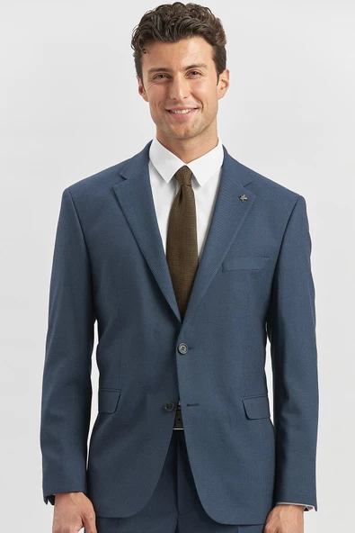 Lacivert Kendinden Mono Yaka 2 Düğme 4 Drop Comfort Fit Classic Takım Elbise 1001240181
