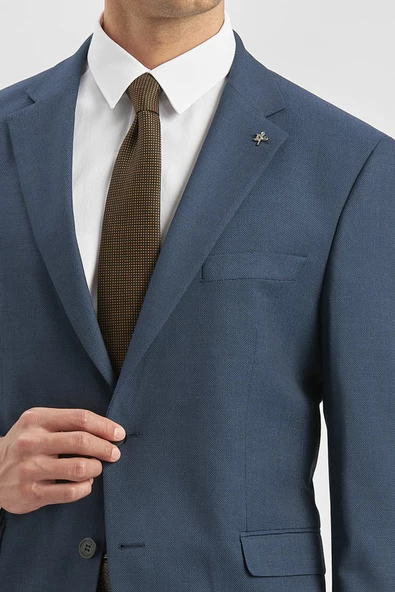 Lacivert Kendinden Mono Yaka 2 Düğme 4 Drop Comfort Fit Classic Takım Elbise 1001240181 - 3