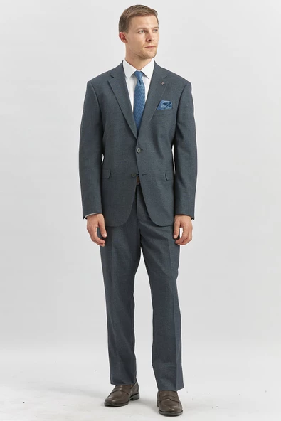 Koyu Lacivert Kendinden Mono Yaka 2 Düğme 4 Drop Comfort Fit Classic Takım Elbise 1001240182 - 5