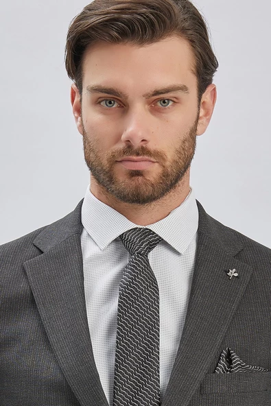 Siyah Çizgili Mono Yaka Astarlı 4 Drop Comfort Fit Rahat Kesim Takım Elbise 1001240177 - 6