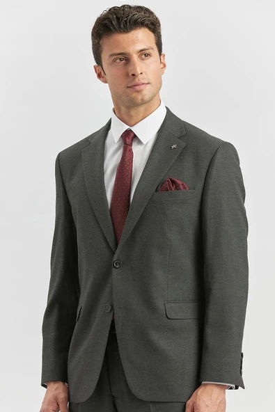 Siyah Kendinden Mono Yaka 2 Düğme 4 Drop Comfort Fit Classic Takım Elbise 1001240181 - 3