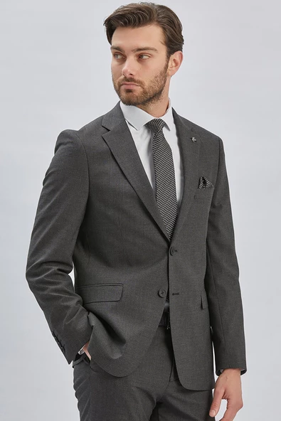 Siyah Çizgili Mono Yaka Astarlı 4 Drop Comfort Fit Rahat Kesim Takım Elbise 1001240177 - 4