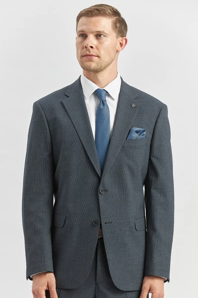 Koyu Lacivert Kendinden Mono Yaka 2 Düğme 4 Drop Comfort Fit Classic Takım Elbise 1001240182