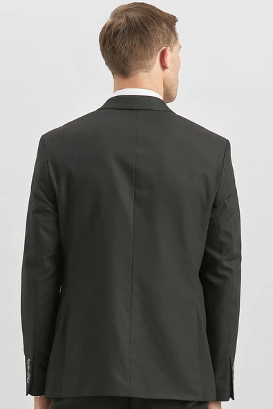 Siyah Desenli Armürlü Kırlangıç Yaka Likralı 6 Drop Slim Fit Takım Elbise 1001240172 - 5