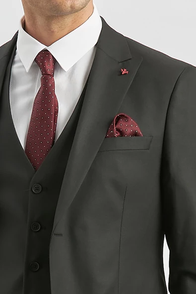 Siyah Kırlangıç Yaka Astarlı Yelekli 6 Drop Slim Fit Dar Kesim Klasik Takım Elbise 1001240179 - 5