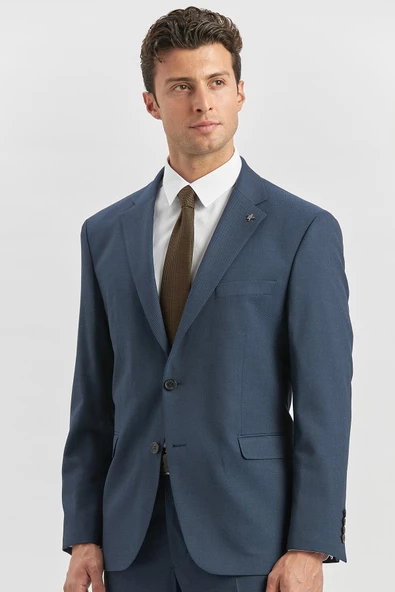 Lacivert Kendinden Mono Yaka 2 Düğme 4 Drop Comfort Fit Classic Takım Elbise 1001240181 - 2
