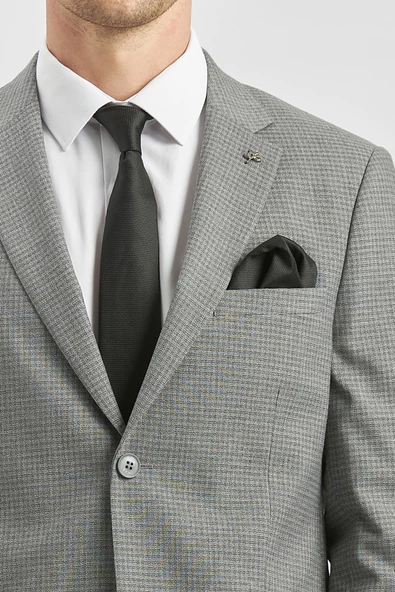 Gri Desenli Mono Yaka Astarlı 6 Drop Slim Fit Dar Kesim Takım Elbise 1001240174 - 5