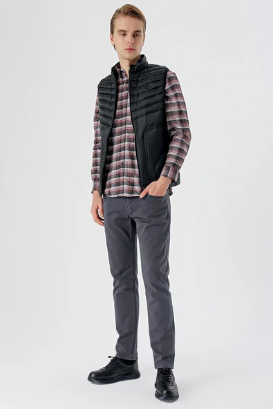 Siyah Dik Yaka Dolumlu Casual Şişme Yelek 1009235153 - Resim 5