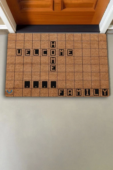 Valerine Life Scrabble Welcome Home Kişiye, İsme ve Aileye Özel Family Kapı Önü Paspası 45x70cm - Resim 3