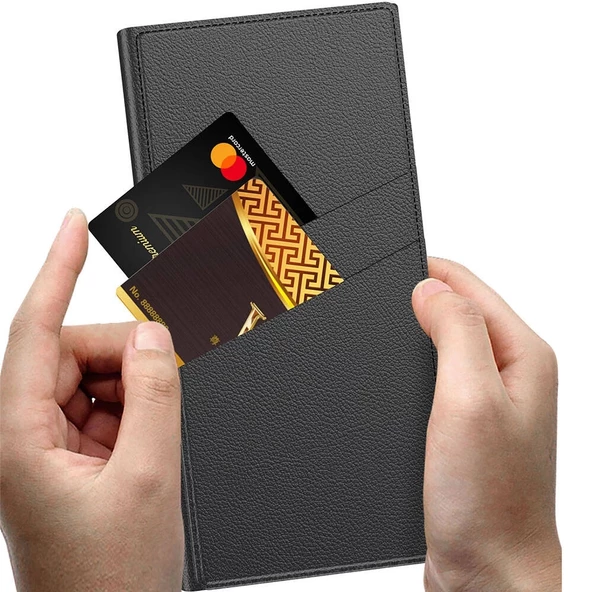 Galaxy S24 Ultra Kılıf Kamera Korumalı Suni Deri Tasarım Redclick Droga Standlı Kartlıklı Kapaklı Kılıf - Resim 6