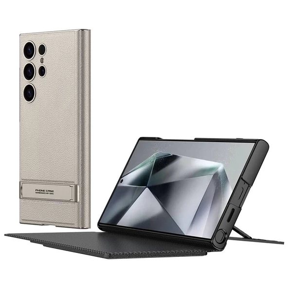 Galaxy S24 Ultra Kılıf Kamera Korumalı Suni Deri Tasarım Redclick Droga Standlı Kartlıklı Kapaklı Kılıf - Resim 3