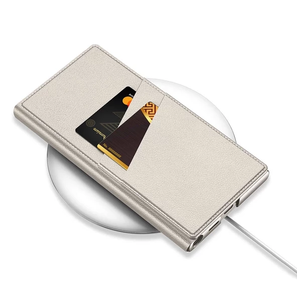 Galaxy S24 Ultra Kılıf Kamera Korumalı Suni Deri Tasarım Redclick Droga Standlı Kartlıklı Kapaklı Kılıf - Resim 5