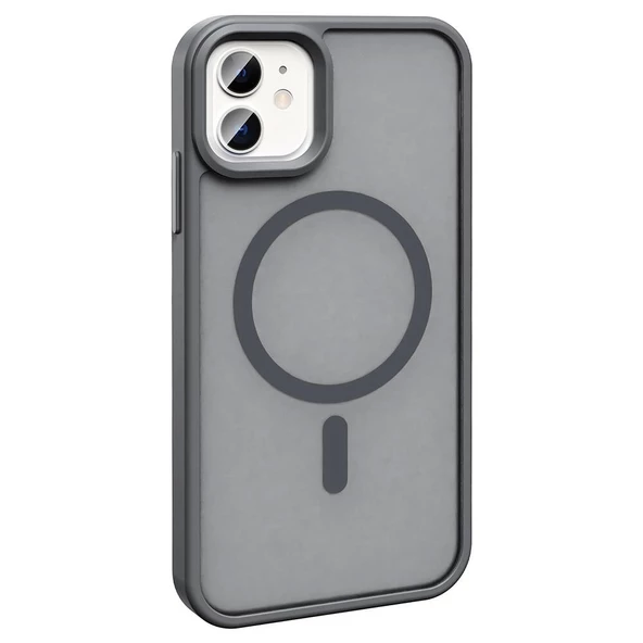 Apple iPhone 12 Kılıf Magsafe Şarj Özellikli Mat Arka Yüzey Redclick Sio Kapak - Resim 4