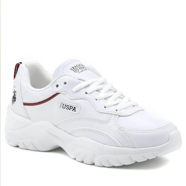 U.S. Polo Assn  Beyaz Yüksek Taban Kadın Sneaker Ayakkabı - 1