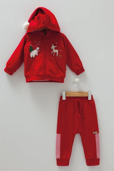 Caramel Baby 8447 Bebek Yılbaşı Kapşonu Kukuletalı 3 Lü Takım