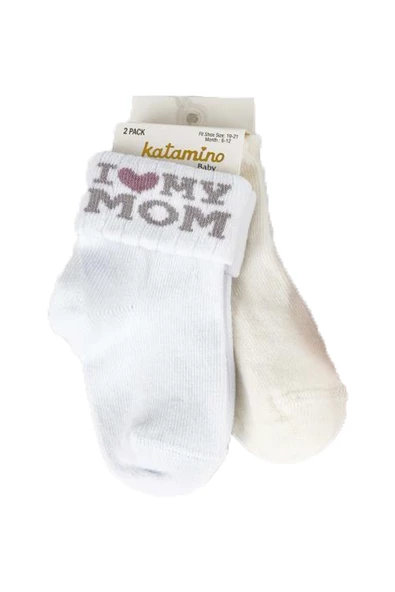 Kız Bebek Annemi Seviyorum 2'Li Soket Çorap - Resim 4