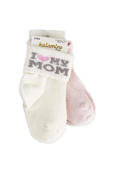Kız Bebek Annemi Seviyorum 2'Li Soket Çorap - Resim 8