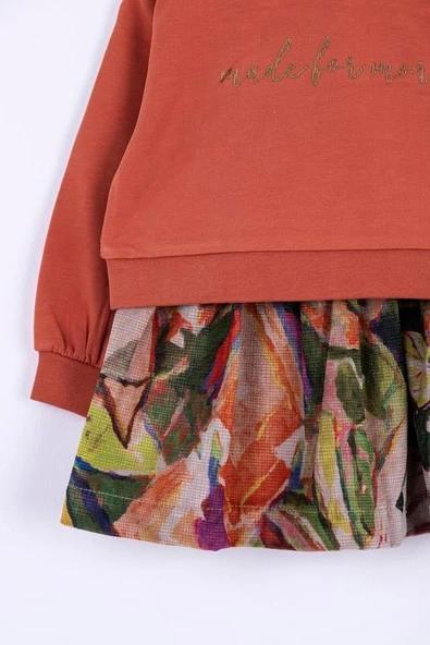 Kız Bebek Eteği Kadife Mine Sweat Elbise - 4