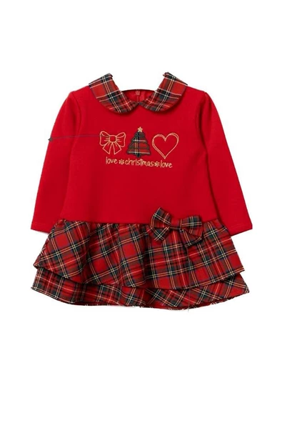 Name Baby Kids Kız Bebek Ekoselii Yılbaşı Elbisesi - 7