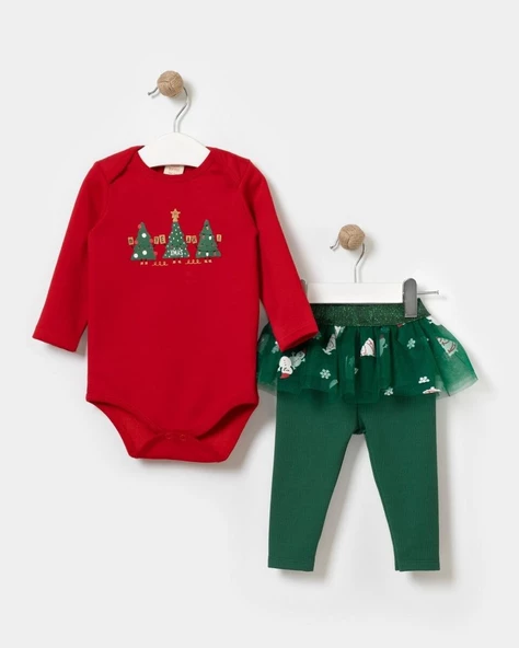 Name Baby Kids Kız Bebek Taytı Tütülü Yılbaşı Takımı - 5