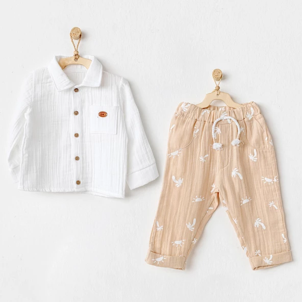 Erkek Bebek Takım 2 'li Set Muslin Smil All Day AC24507 - Resim 6