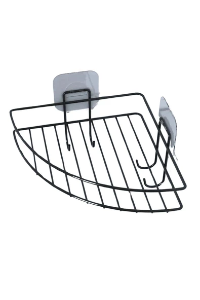 BUFFER® Yapışkanlı Banyo Köşeliği Kancalı Köşe Rafı Duş Şampuanlık Duvar Düzenleyici Organizer Raf - 9